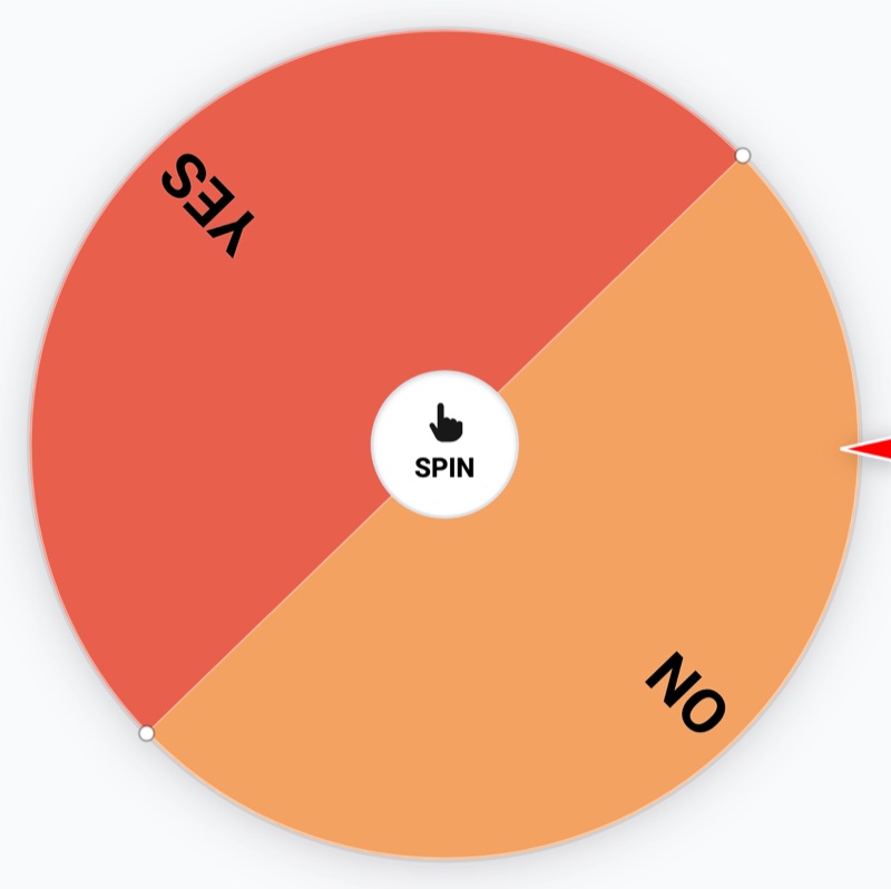 Free yes or no wheel spinner ready to spin for a random yes or no answer